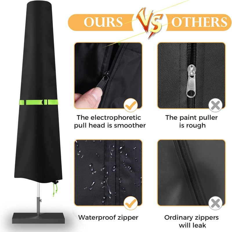 REDRICH Patio Umbrella Cover with Push Rod - Waterproof Patio Parasol Covers with Zipper for 7ft to 11ft Outdoor Umbrellas - Image 4